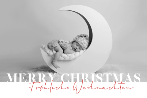 Schlichte Weihnachtskarte mit Foto und Schriftzug