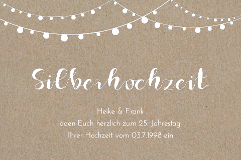 Einladung zum 25. Ehejubiläum auf Kraftpapier mit weißem Lettering