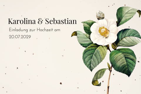 Minimalistische Hochzeitskarte aus recyceltem Tulpenpapier mit Blume