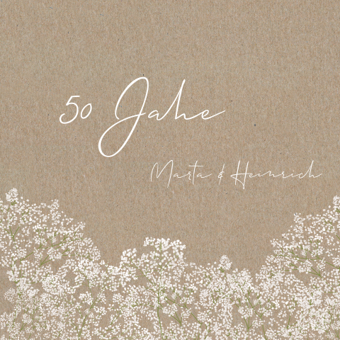 Quadratische Karte im Kraftpapierlook zum 50. Hochzeitstag