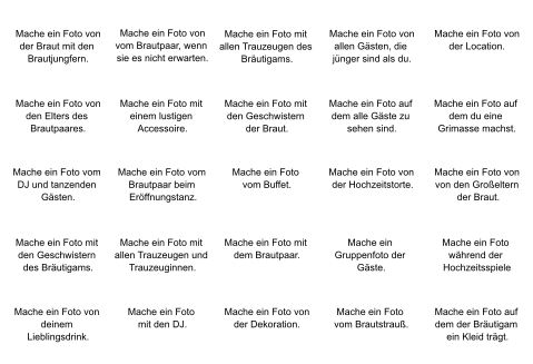 Fotoaufgabe als Unterhaltung für die Hochzeitsgäste fürs eigene Design