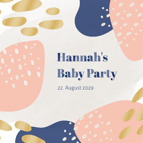 Baby Party Einladungskarte mit modernen Formen und bunter Folie