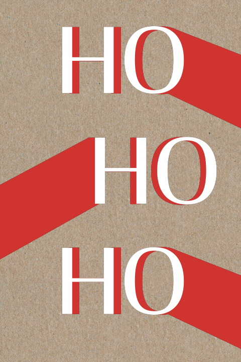Moderne Hochzeitseinladung aus Kraftpapier mit roter Hohoho Grafik