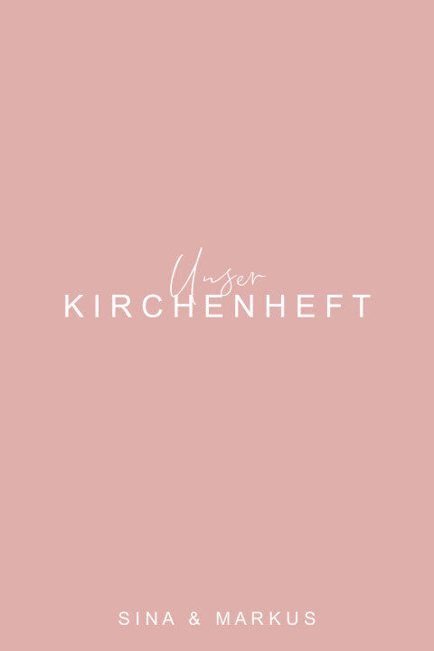Schlichtes modernes Kirchenheft zur Hochzeit in Weiß und Rosa