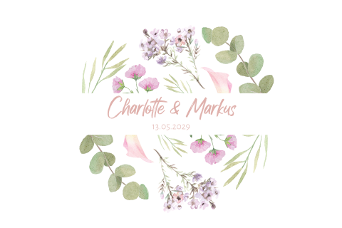Florale Hochzeitseinladung in rosa und grün mit Eukalyptus