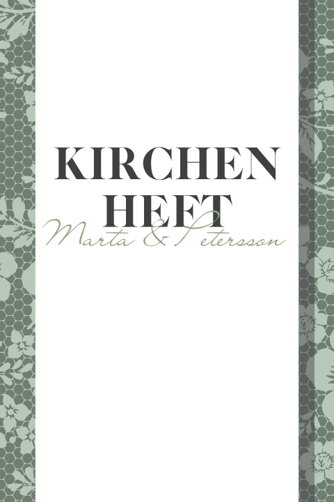 Kirchenheft als Klappkarte mit Spitze und Rosen in grün
