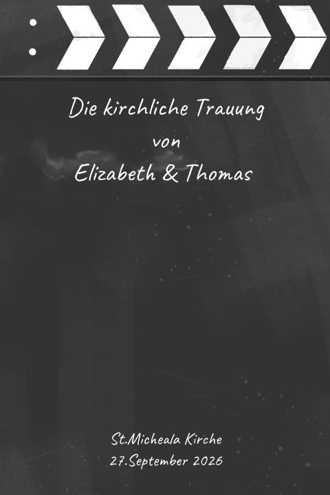 Ausgefallenes Hochzeitsprogramm im Look einer Filmklappe