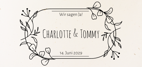 Florale Einladung zur Hochzeit aus Recyclingpapier und Icons