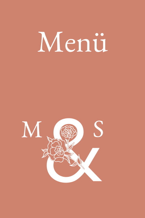 Schlichte Menükarte mit floralem &-Zeichen