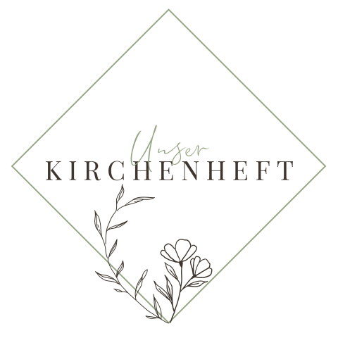 Florales Kirchenheft zur Hochzeit mit geometrischem Rahmen