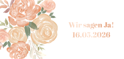 Romantische Einladungskarte mit Rosen und Roségold Veredlung