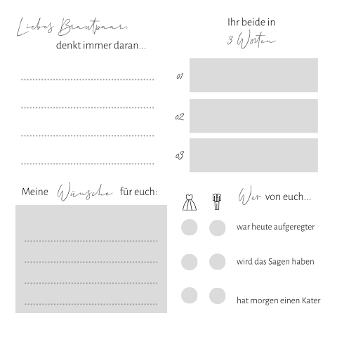 Quadratische Gästebuchkarte für die Selbstgestaltung