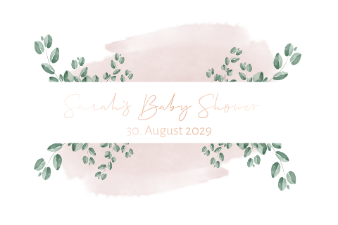 Baby Shower Party Einladung mit Eukalyptus und rosa Aquarell