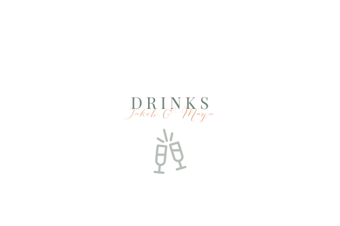 Schlichte Getränkekarte zur Hochzeit mit Drinks-Icon in weiß