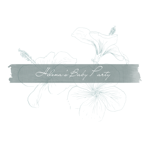 Baby Shower Party Einladung mit Line Art Blume und Pinselstrich