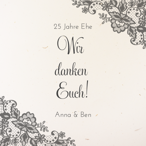 Dankeskarte zum 25. Hochzeitstag aus Recyclingpapier mit Spitze