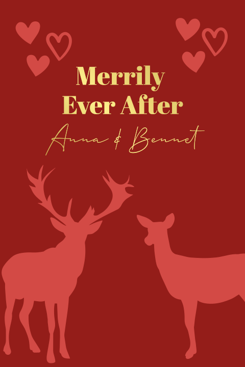 Veredelte rote Danksagung zur Hochzeit mit Hirsch, Rentier und Herzen