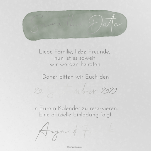 Transparente quadratische Save the Date Karte mit Silberfolie