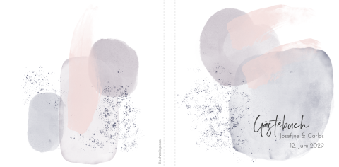 Gästebuch als Erinnerung an die Hochzeit im Weiß Lila Aquarell Design