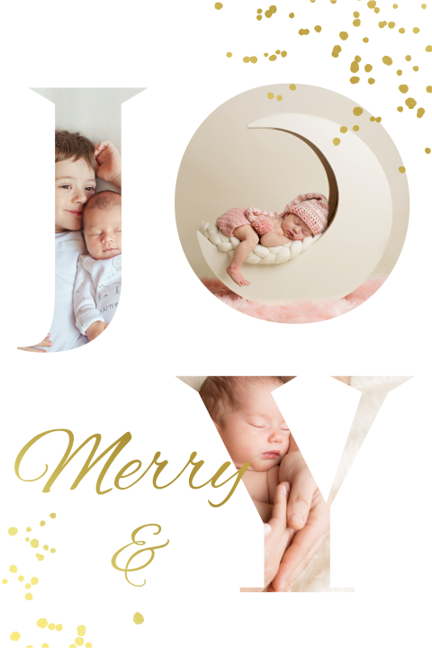 Weihnachtskarte mit Foto-Buchstabenrahmen Joy