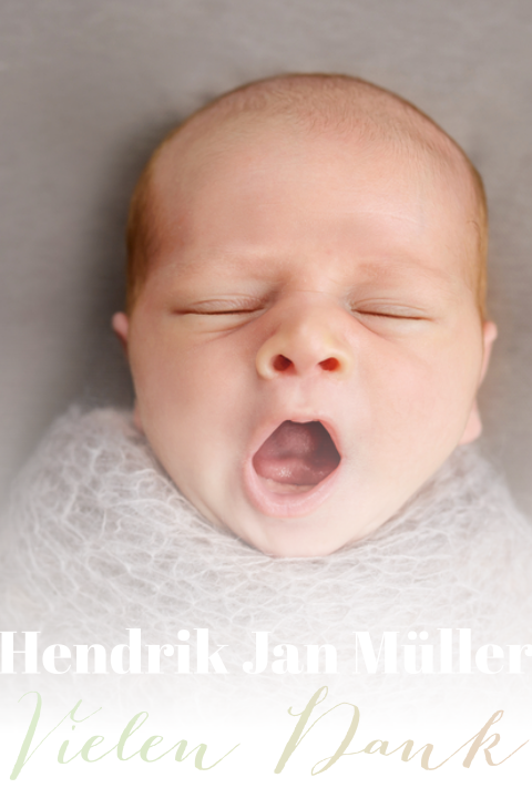 Schlichte Danksagungskarte zu Geburt mit Foto im Hochformat