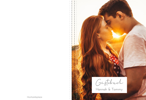 Einfaches Gästebuch zur Hochzeit mit großem Foto auf dem Einband
