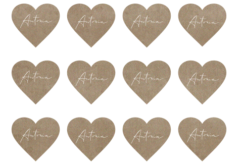 Schlichte Tischkarte zur Hochzeit im Kraftpapier-Look in Herzform