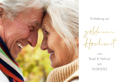 Fotoklappkarte zur Goldhochzeit mit Goldveredlung