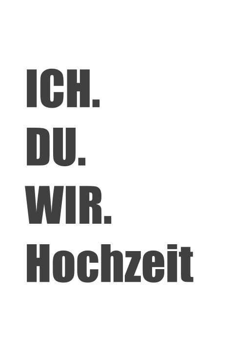 Weiße Hochzeitskarte mal anders mit lustiger Typografie in schwarz