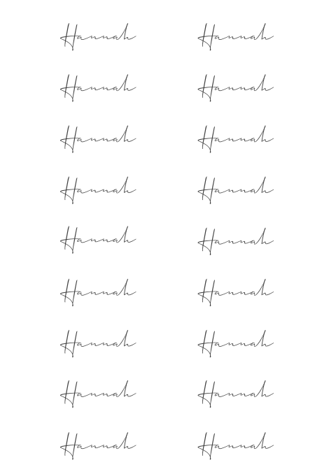 Minimalistische längliche Tischkarten zur Hochzeit in weiß
