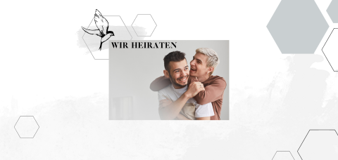 Moderne Hochzeitseinladung mit geometrischen Formen in grau und Vogel