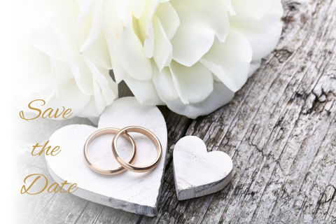 Symbole der Liebe - klassische Save the Date Karte