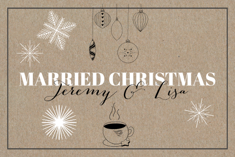 Dankeskarte zur Hochzeit mit weihnachtlichen Elementen im Kraftpapierlook