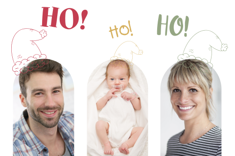 Weihnachtliche Grußkarte mit Fotos in Bogen-Rahmung
