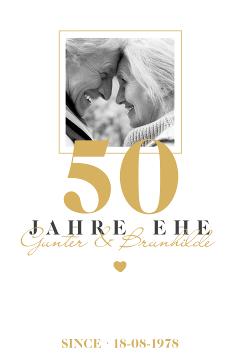 Einladung zur Goldhochzeit mit Unendlichkeitszeichen und Goldfolierung