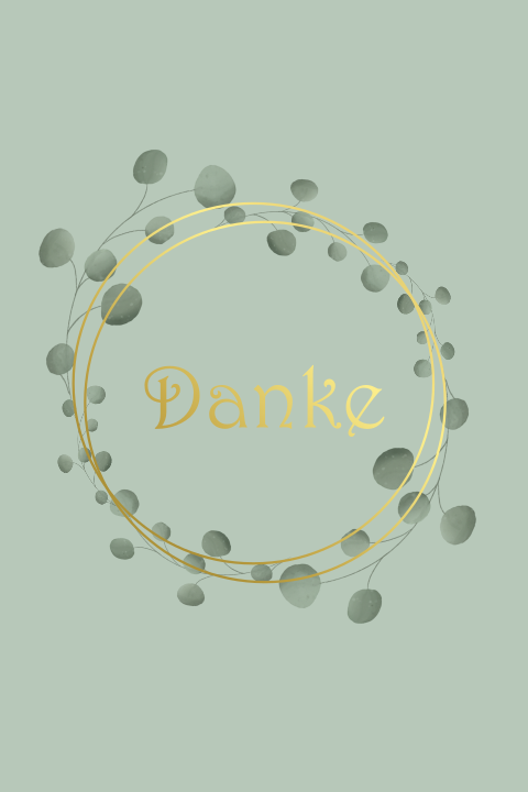 Danksagungskarte goldiger Eukalyptuszweig als Klappkarte