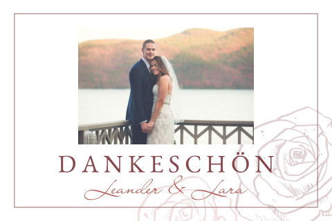 Weiße gerahmte Dankeskarte mit Foto und Rosen