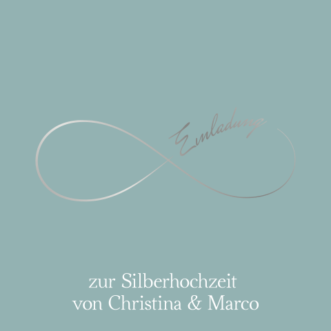 Einladung zum 25. Ehejubiläum in blau mit Unendlichkeitszeichen