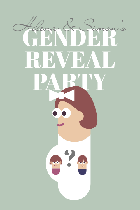 Gender Reveal Party schwangere Comicfigur