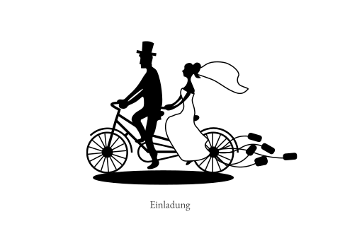 Schlichte Einladungskarte zur Hochzeit mit Fahrrad mal anders