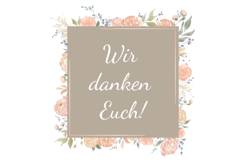 Elegante Danksagungskarte mit floralen Elementen und Roségold-Folie