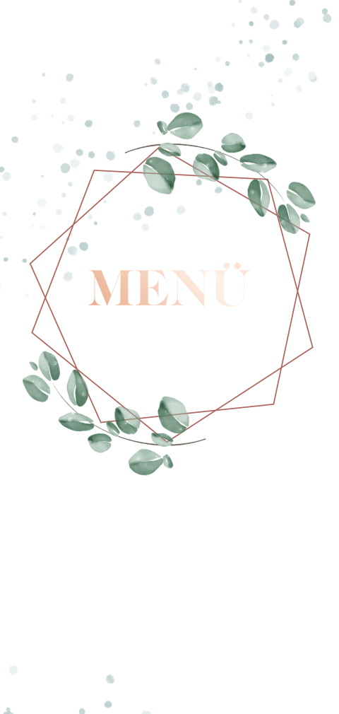 Menükarte mit geometrischem Rahmen und Greenery Zweig