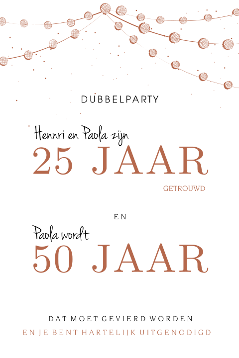 Uitnodiging voor een dubbel feest met slingers in Terracotta
