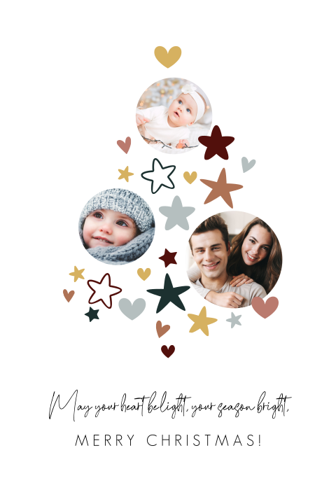 Hippe kerstkaart met foto's als kerstboom