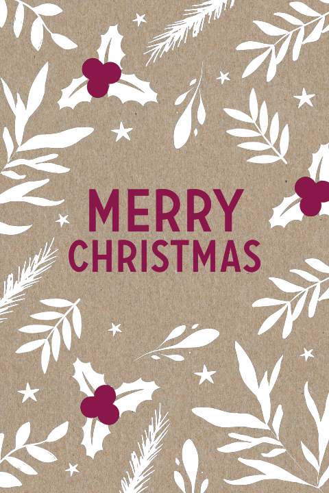 Kraft kerstkaart met kersttakjes