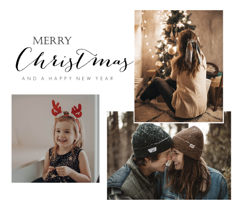 Moderne kerstkaart met foto's en hippe typografie