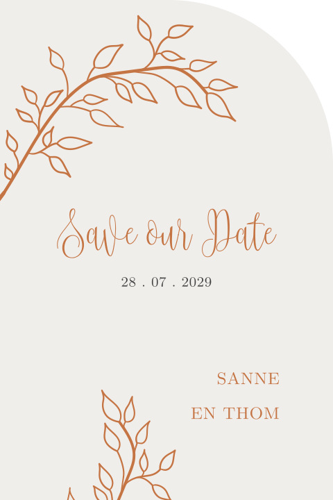 Originele vorm Save the Date kaart met takjes