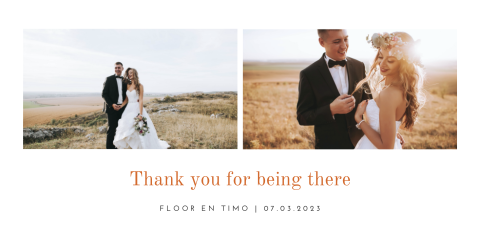 Stijlvolle bedankkaart met foto's in tweetal