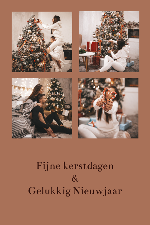 Kerstkaart zelf maken met vier foto's - staand