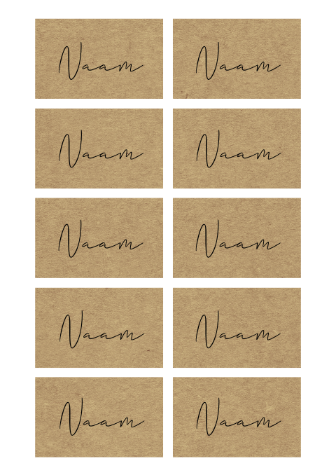 Naamkaartjes rechthoekige vorm in kraft-look